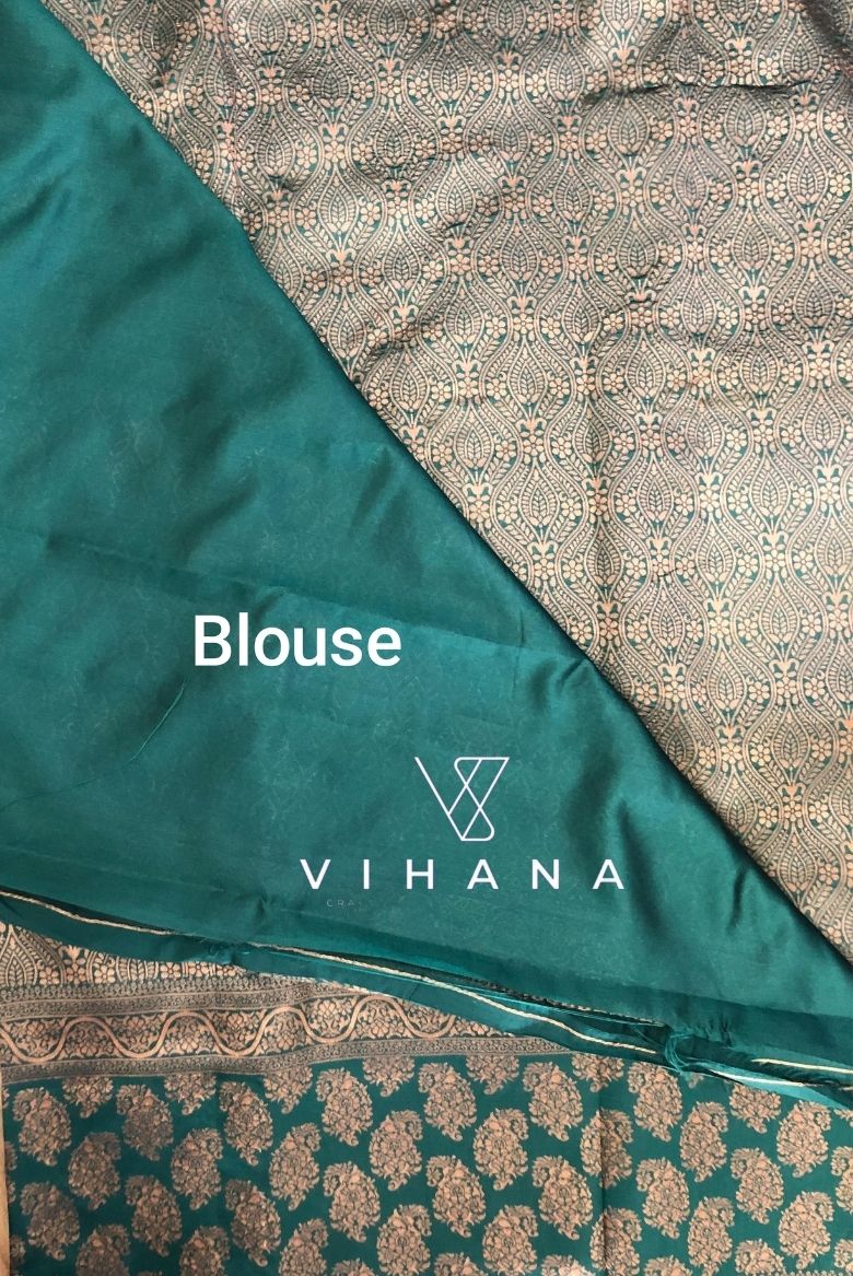 Green Banarassi Silk Saree - Image 5