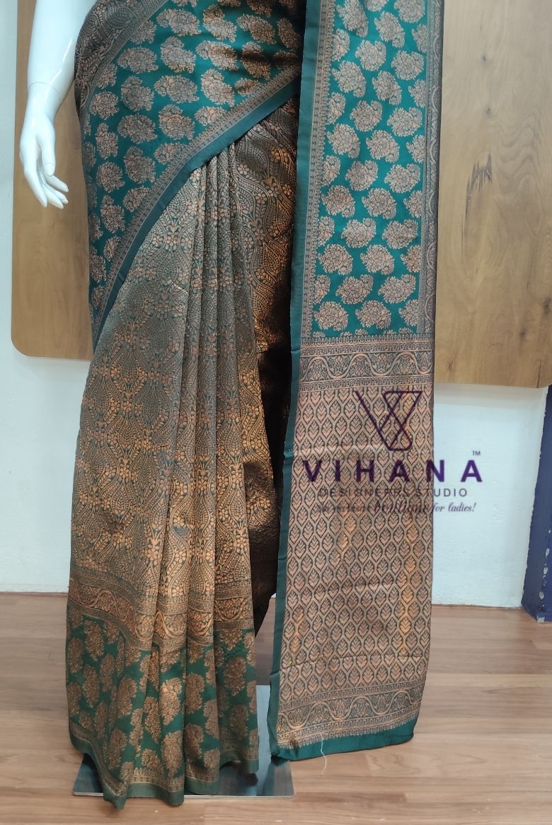 Green Banarassi Silk Saree - Image 4