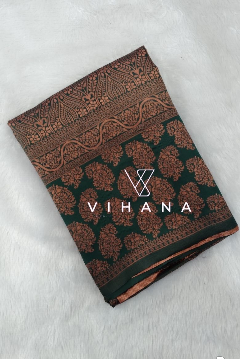 Green Banarassi Silk Saree - Image 2