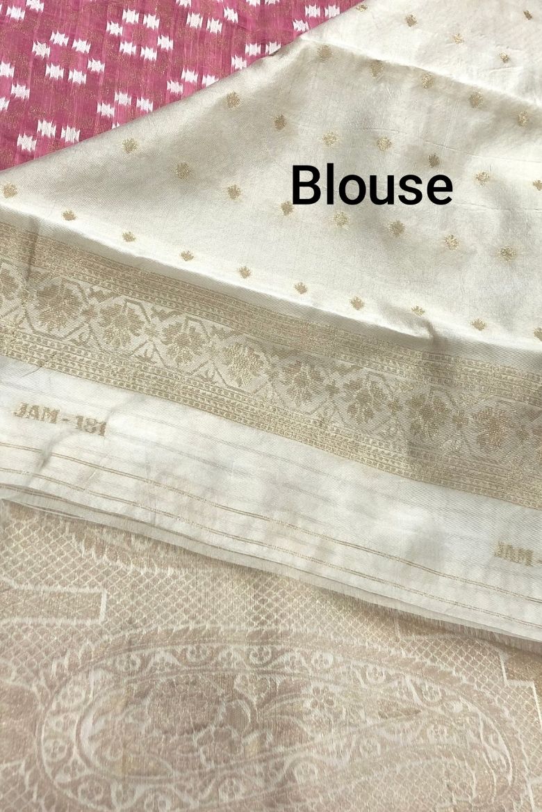 Dusty Pink Cotton Linen Saree - Image 6