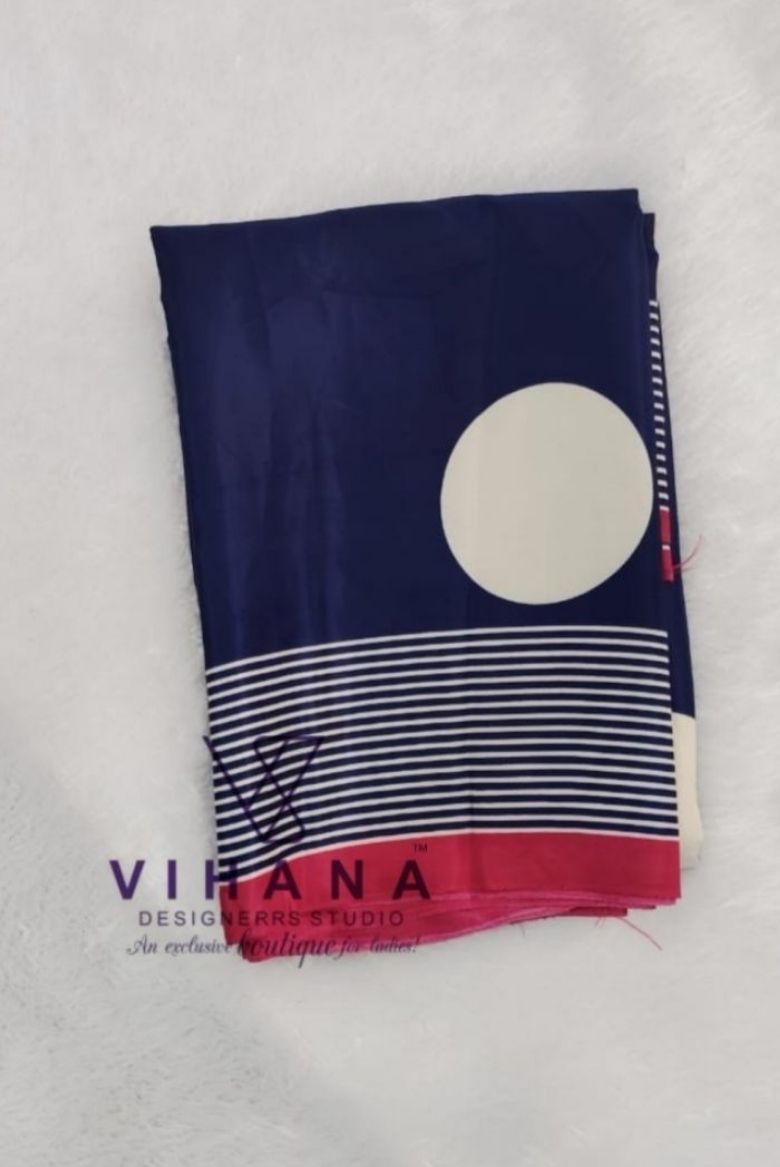 Blue Polka Dot Modal Crepe Silk Saree - Image 2
