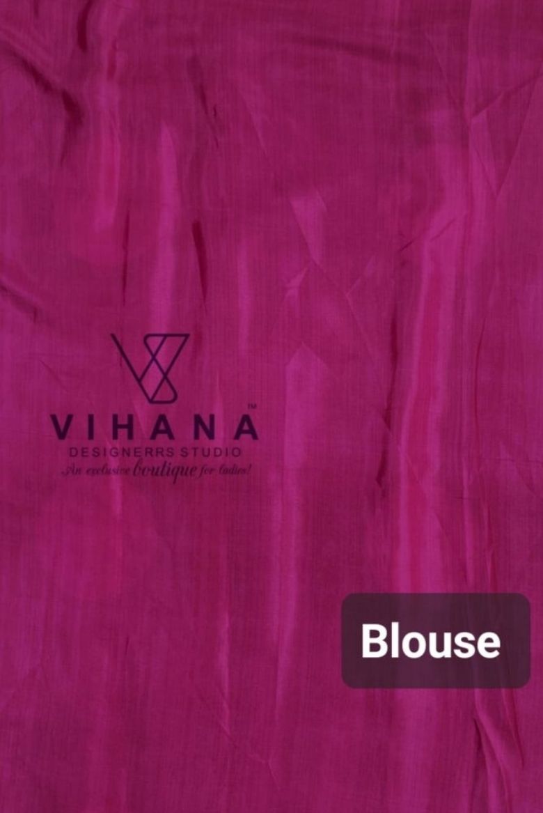 Blue Polka Dot Modal Crepe Silk Saree - Image 5