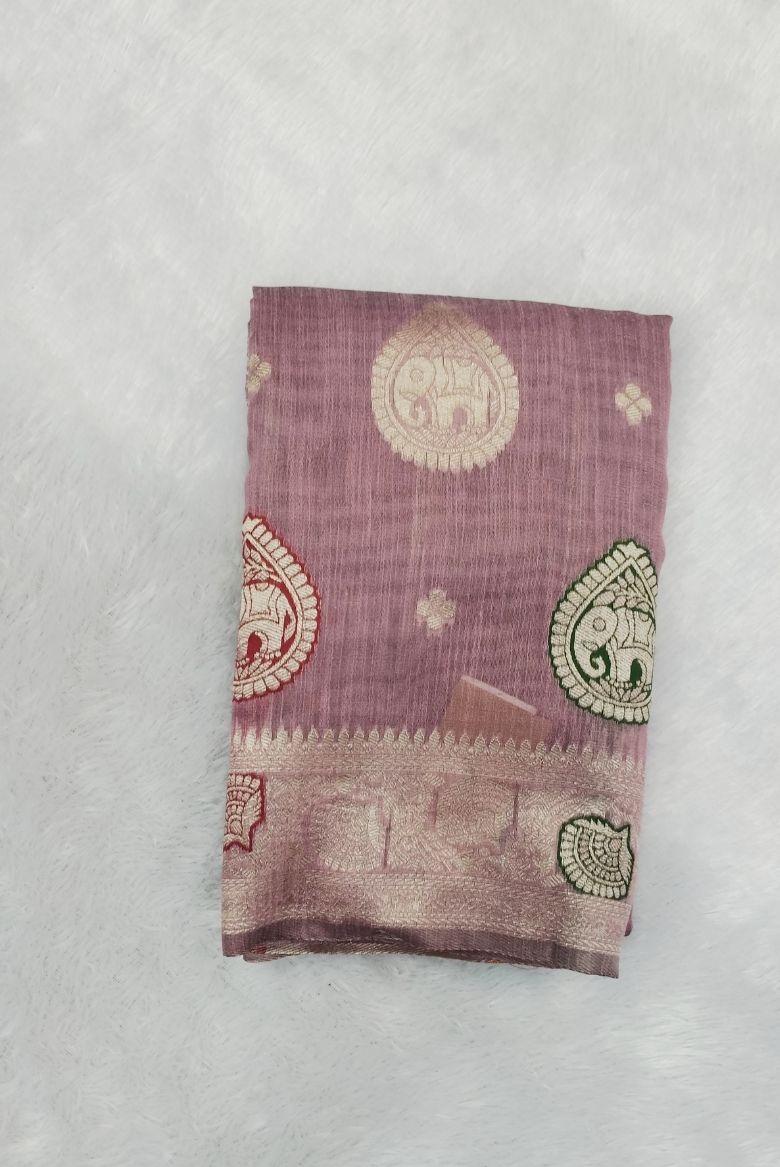 Dusty Mouve Semi Kanjivaram Saree - Image 2