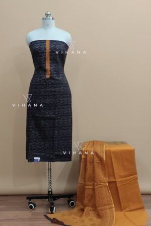 Classic Blue Patola Printed Cotton Salwar Suit Material