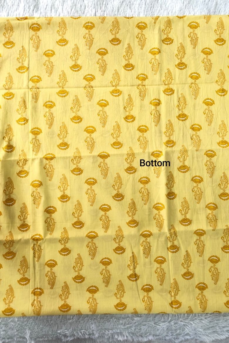 Soft Cotton Persian Print Salwar Suit Material – Yellow Floral Print - Image 4