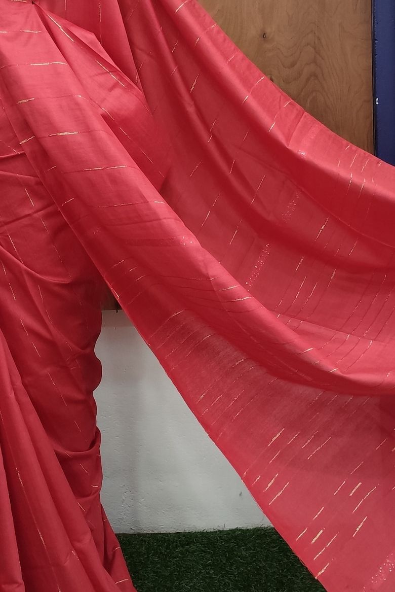 Bhagalpuri Kota Semi Tussar Bright Red Capsule Weaving Saree - Image 4
