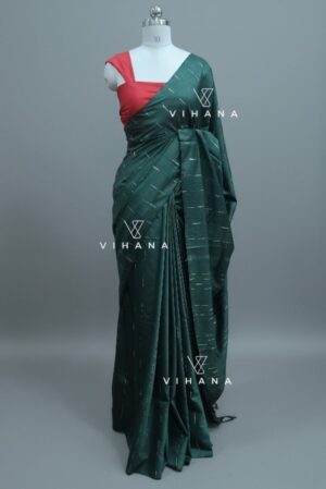 Bhagalpuri Kota Semi Tussar Green Capsule Weaving Saree