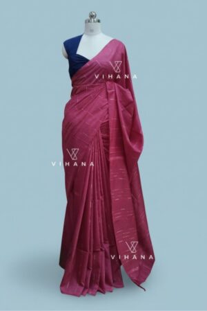 Bhagalpuri Kota Semi Tussar Dark Magenta Capsule Weaving Saree