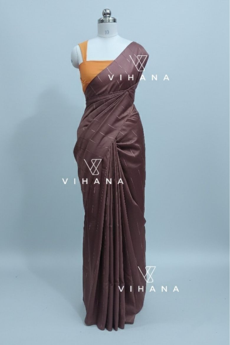 Bhagalpuri Kota Semi Tussar Dusty Mouve Capsule Weaving Saree