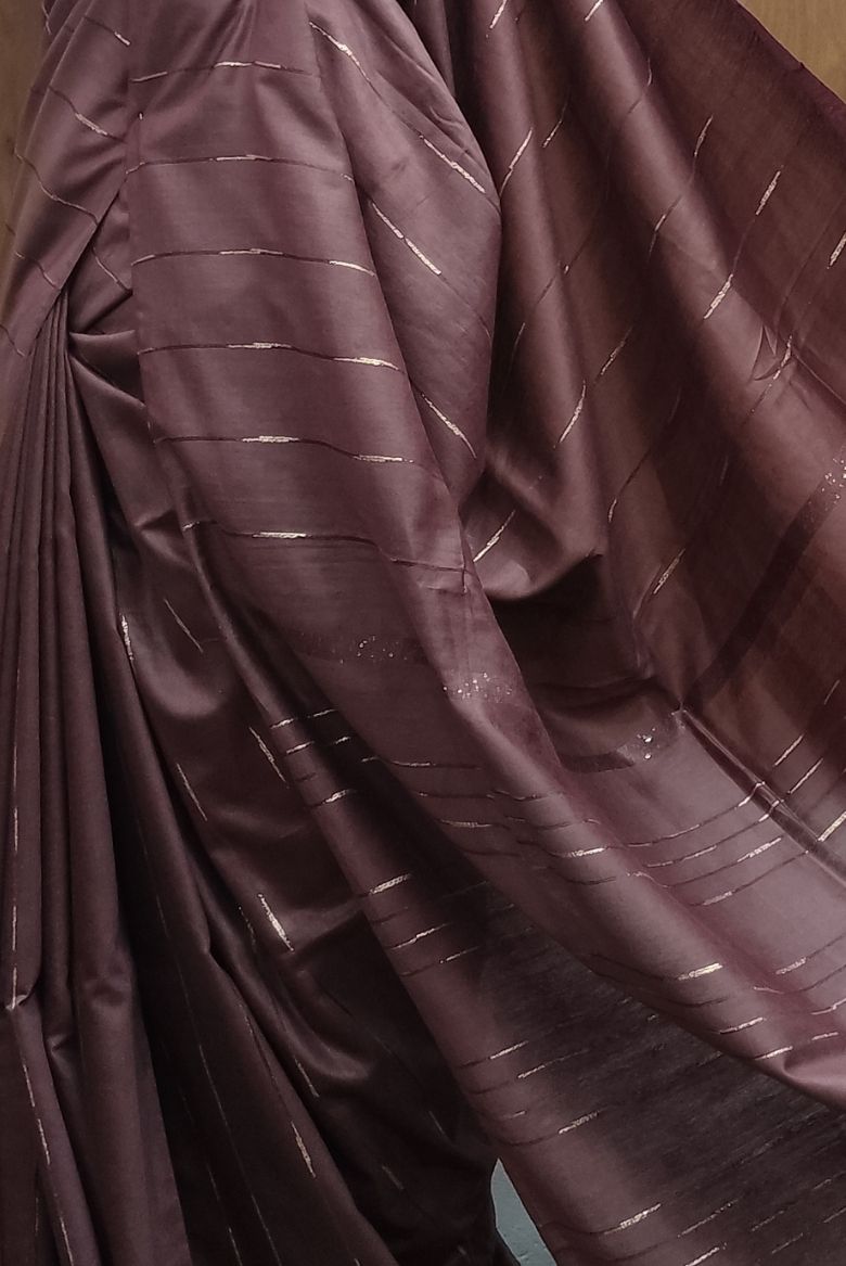 Bhagalpuri Kota Semi Tussar Dusty Mouve Capsule Weaving Saree - Image 3