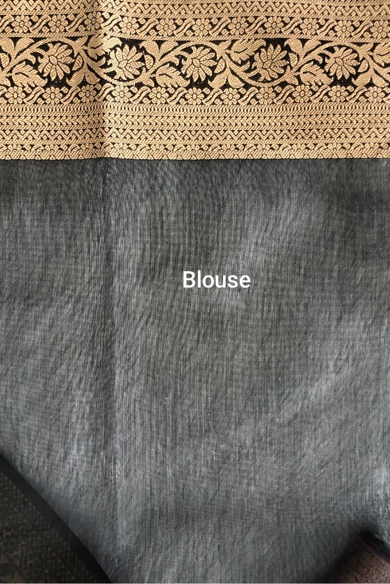 Premium Pure Handloom Cotton Saree Dark Magenta and Black Elegance - Image 7