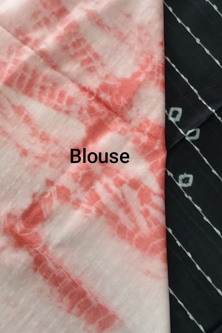 Elegant Black-White Kota Semi Tussar Bandini Tie & Dye Saree - Image 4