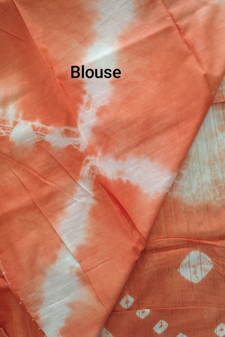 Regal White-Orange Kota Semi Tussar Bandini Tie & Dye Saree - Image 4