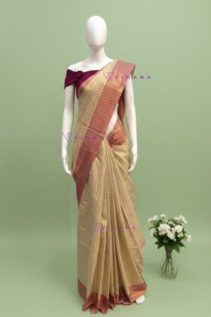 Elegant Pink Kerala Golden Tissue Set Saree