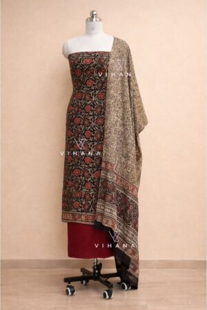 Luxurious Modal Muslin Silk Javata Floral Printed Salwar Suit Material ; Colour - Black