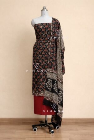 Luxurious Modal Muslin Silk Javata Print Black Salwar Suit Material