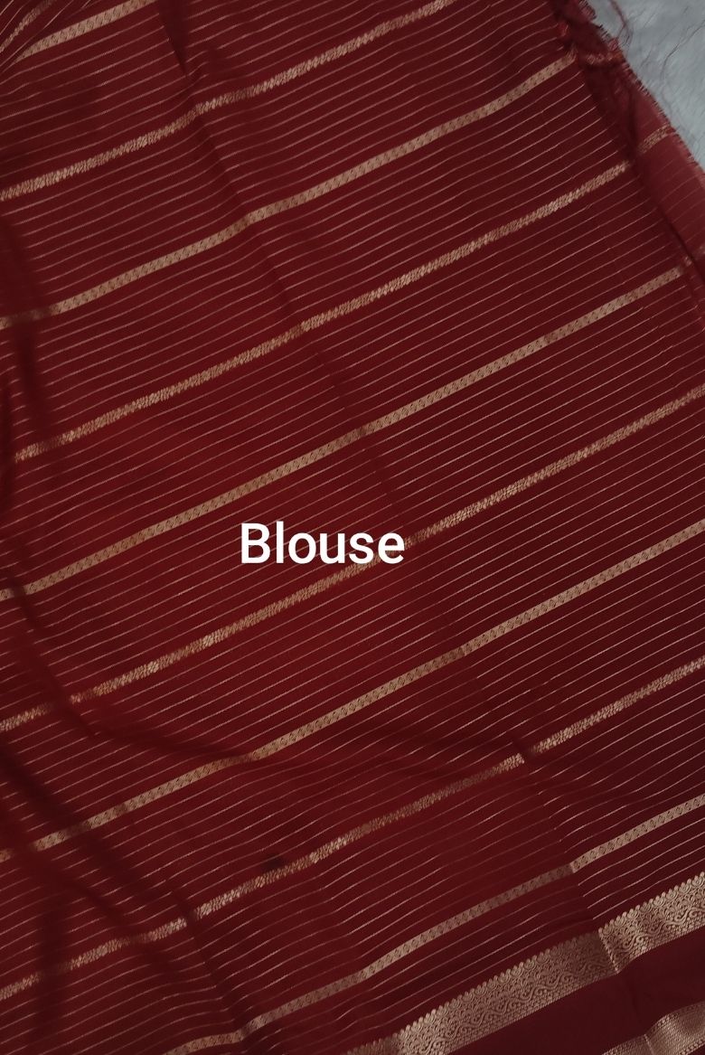 Yellow Green Semi Mysore Silk Saree - Image 4