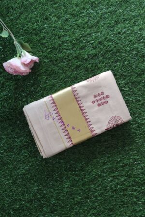 Golden Tissue Set Saree with Maroon Floral Motifs