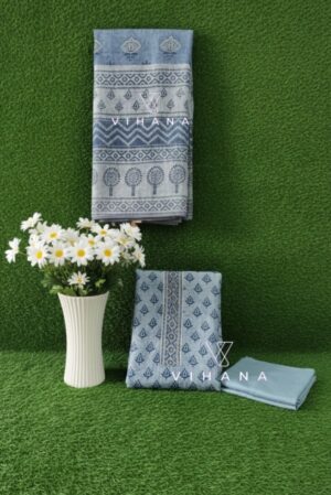 Rich Blue Premium Chanderi Cotton Salwar Suit Material