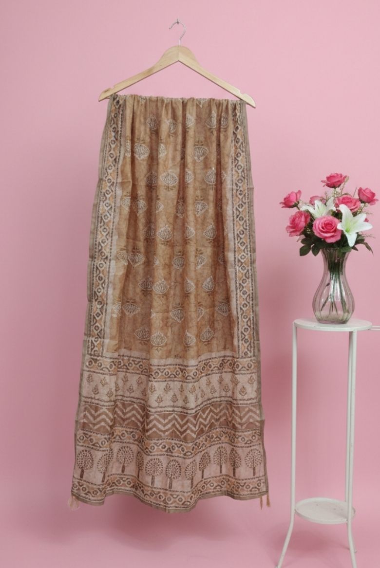 Soft Beige Premium Chanderi Cotton Salwar Suit Material - Image 3