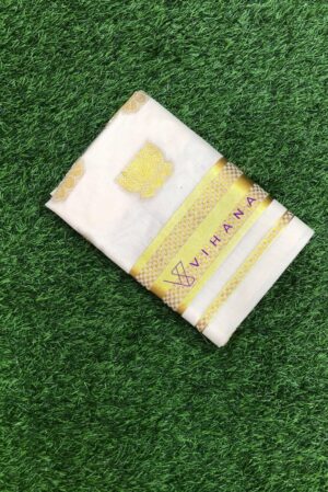 Kerala Handloom Heavy Jacquard Gold Design Set Saree