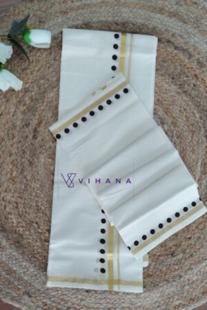 Dark Black Polka Dot Cotton Set Mund