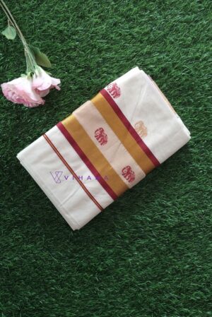 Elegant Kerala Kasavu Saree With Elephant Motifs