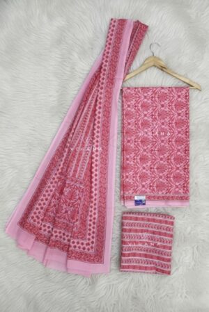 Soft Cotton Persian Print Salwar Suit Material – Pink Floral Print
