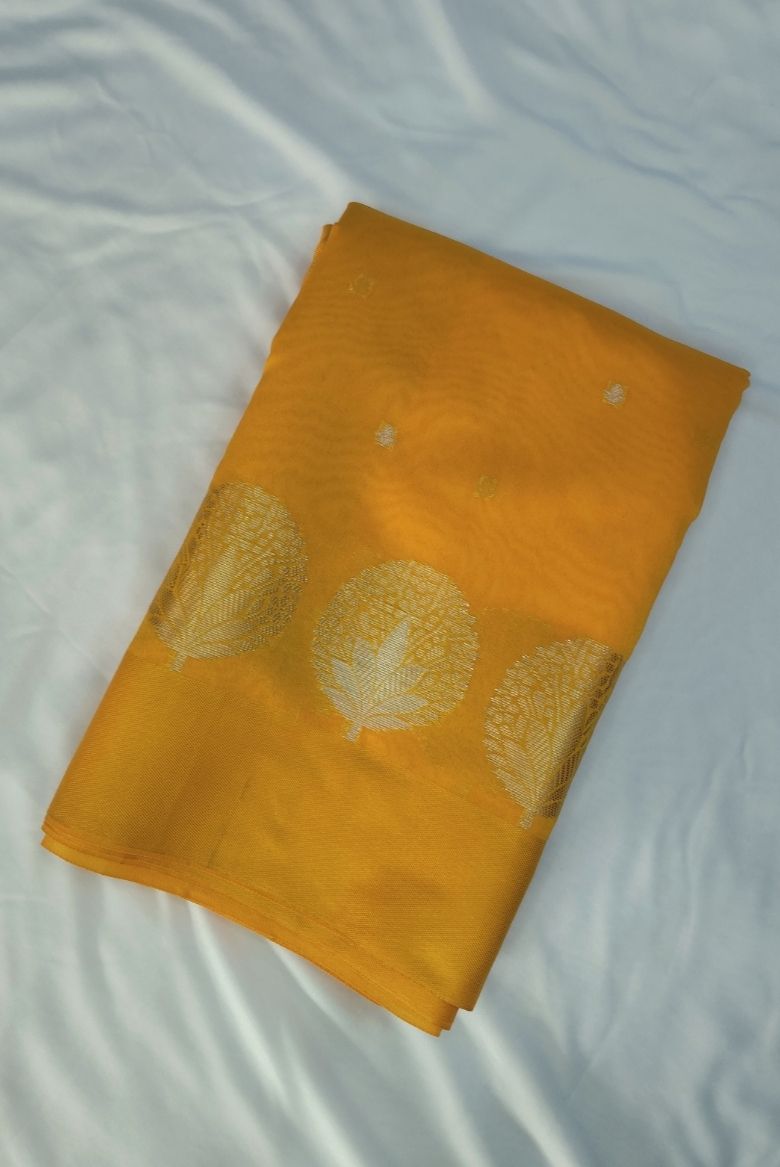 Yellow Banarasi Katan Silk Saree - Image 2