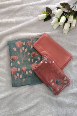 Blueish Grey-Peach Tissue Suit Material