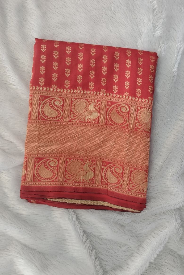 Red Banarasi Silk Saree - Image 2
