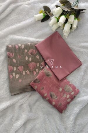 Shiny Grey-Pink Tissue Suit Material