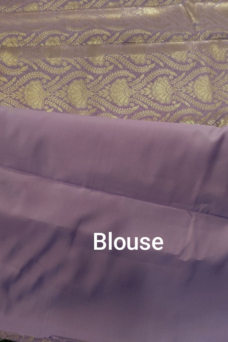 Lavender Kanjivaram Inspired Tissue Silk Saree - Image 4