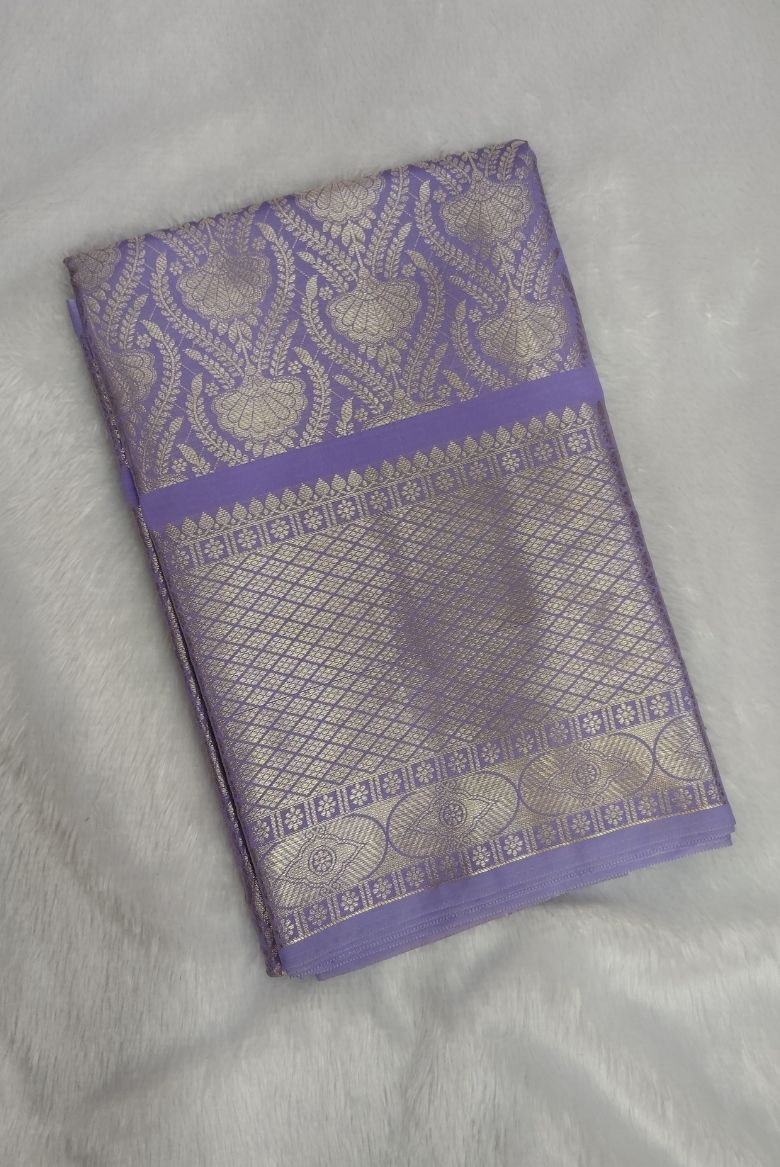 Lavender Kanjivaram Inspired Tissue Silk Saree - Image 2