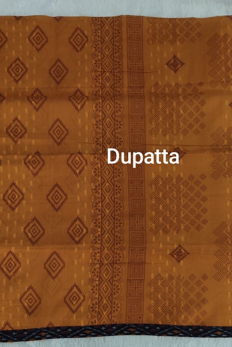 Classic Blue Patola Printed Cotton Salwar Suit Material - Image 4