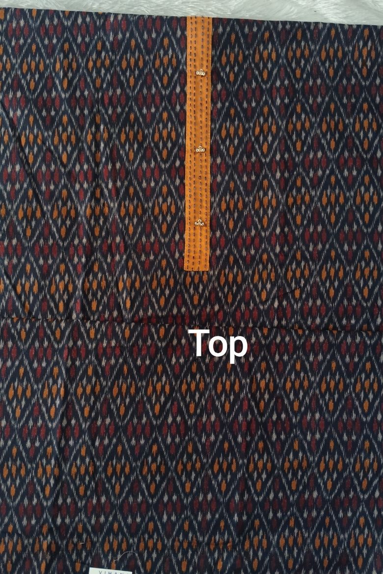 Classic Blue Patola Printed Cotton Salwar Suit Material - Image 2