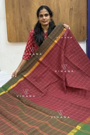 Maroon Village cotton Saree