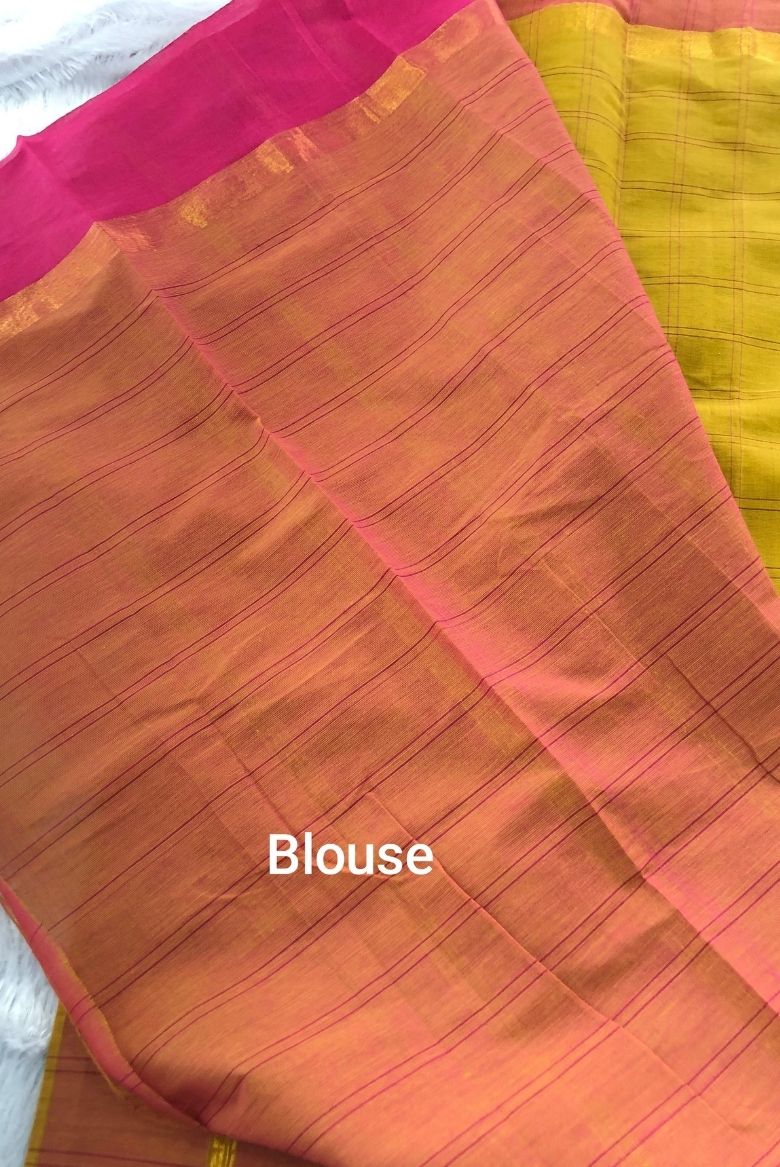 Yellow Village Cotton Saree - Image 3