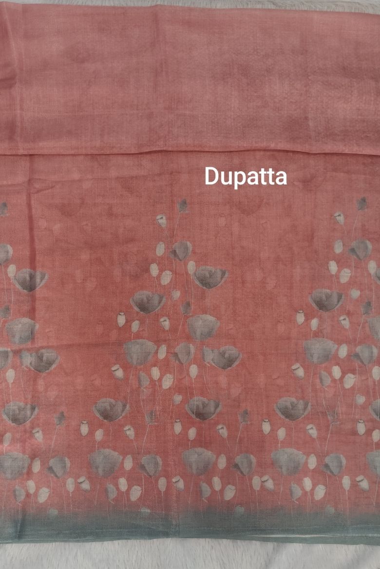 Blueish Grey-Peach Tissue Suit Material - Image 4