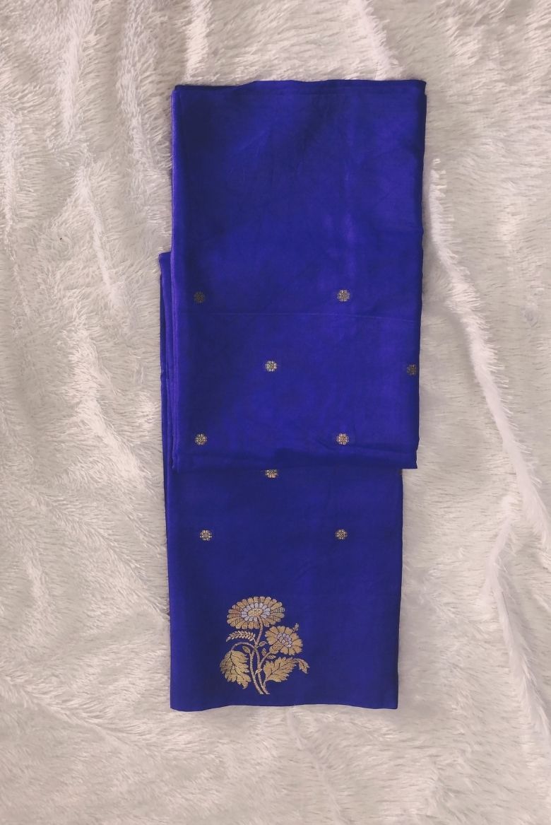Blue Banarasi Raw Mango Silk Saree - Image 3