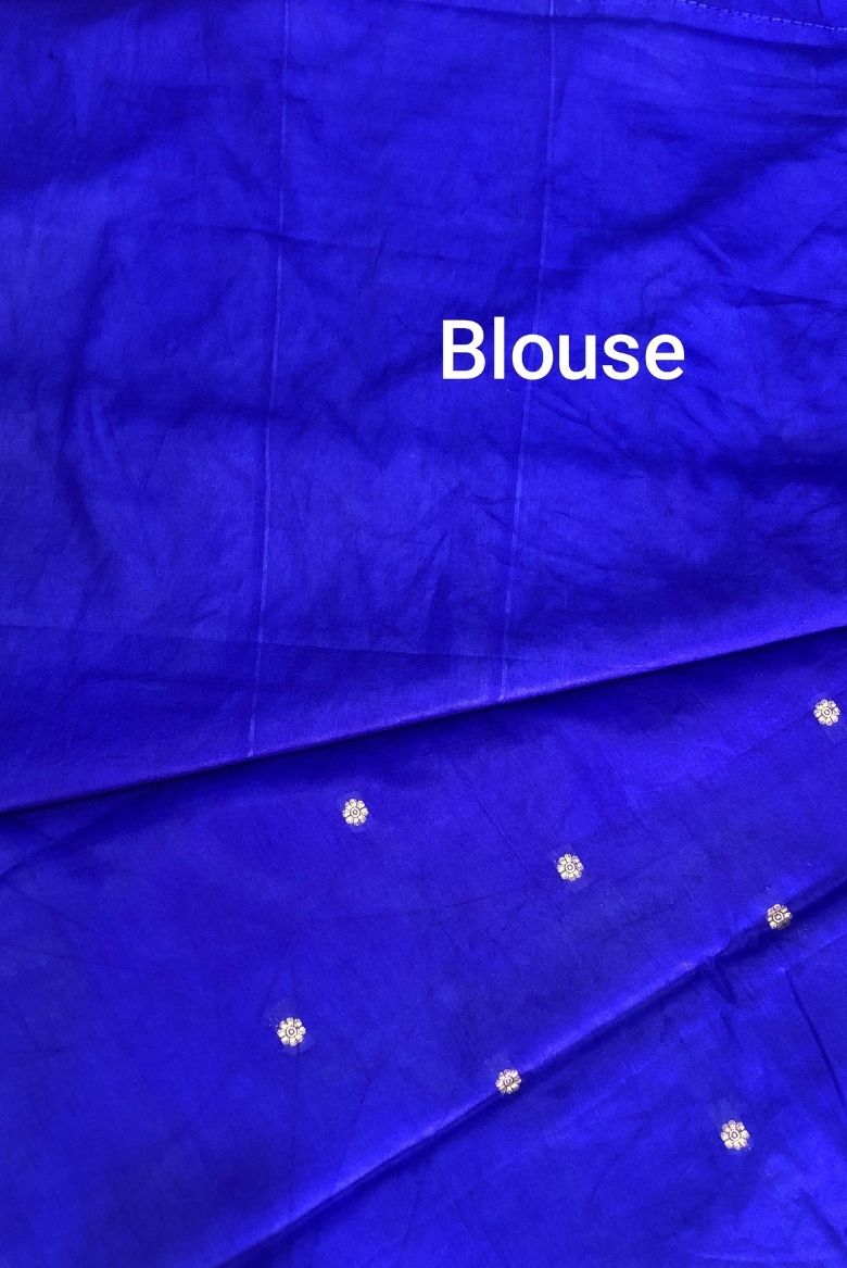 Blue Banarasi Raw Mango Silk Saree - Image 4