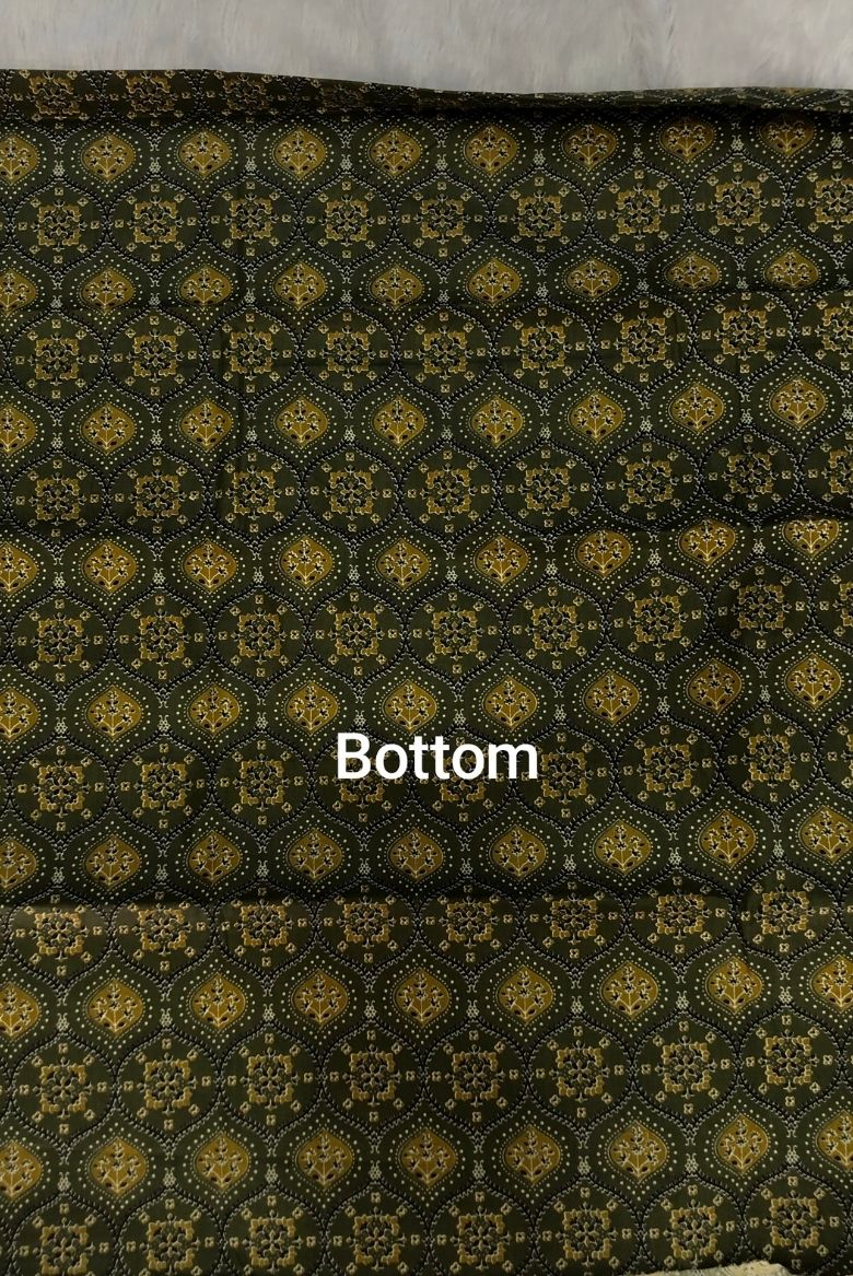 Mehandi Green Screen Print Cotton Suit Material - Image 3