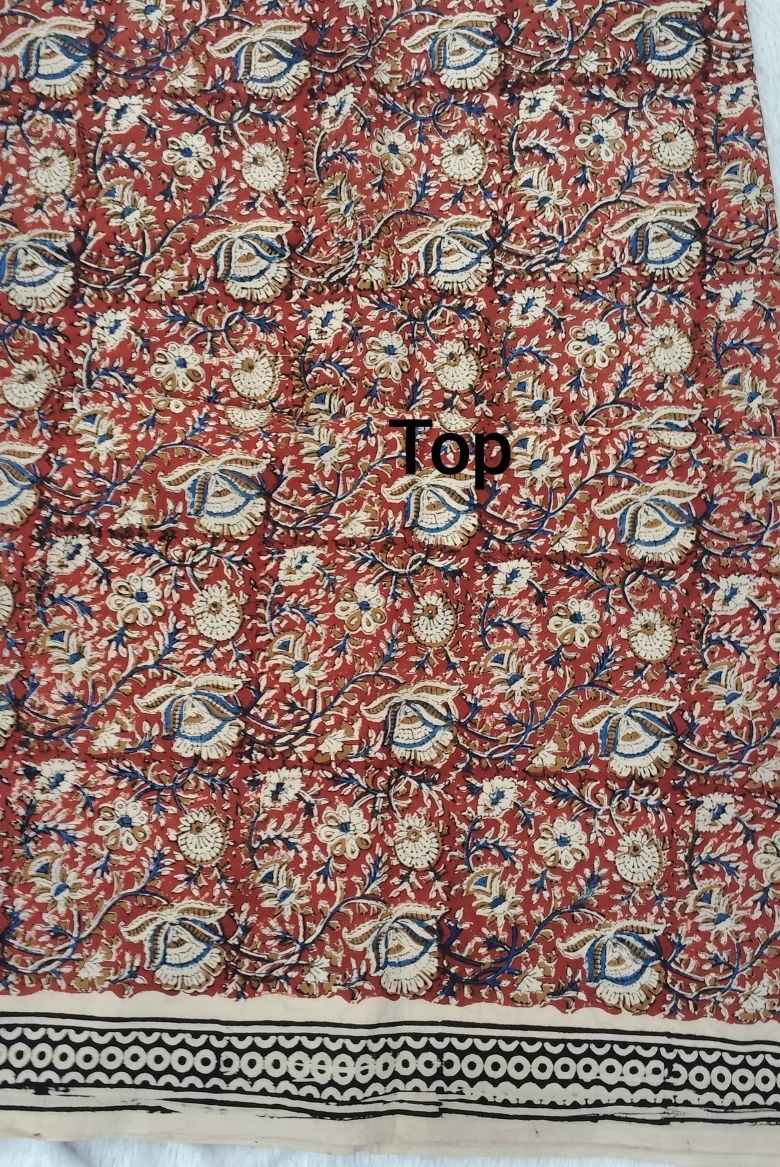 Elegant Red Bagru Hand Block Printed Cotton Salwar Suit Material - Image 3
