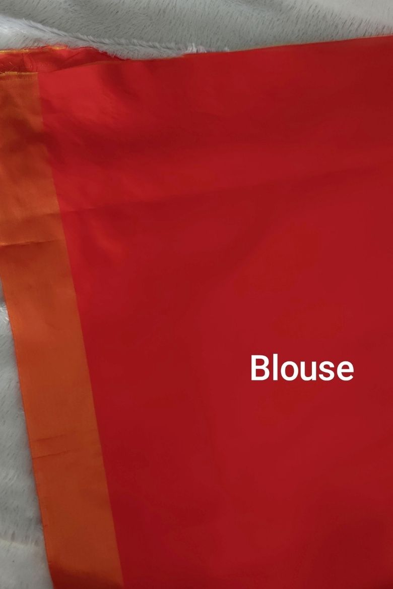 Orange Banarasi Katan Silk Saree - Image 6