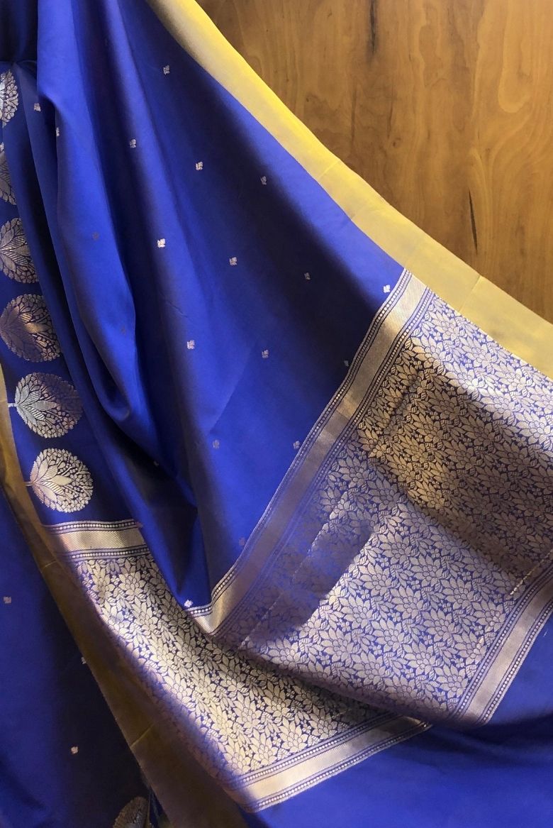 Blue Banarasi Katan Silk Saree - Image 6