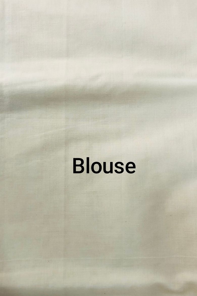 Cotton Handloom Set Saree with Gold Zari and Black Kara Border - Image 4