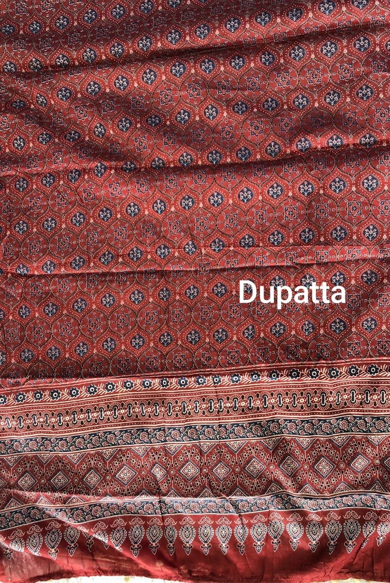 Electric Blue Screen Print Cotton Suit Material - Image 4