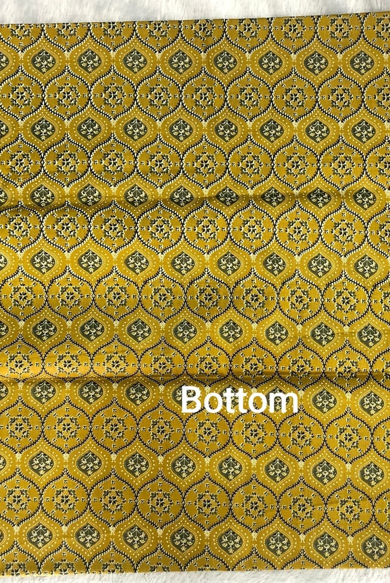 Mustard Yellow Screen Print Cotton Suit Material - Image 3
