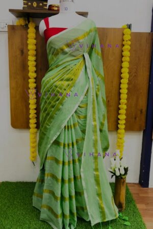 Green 120 Count Pure Mulcotton Saree