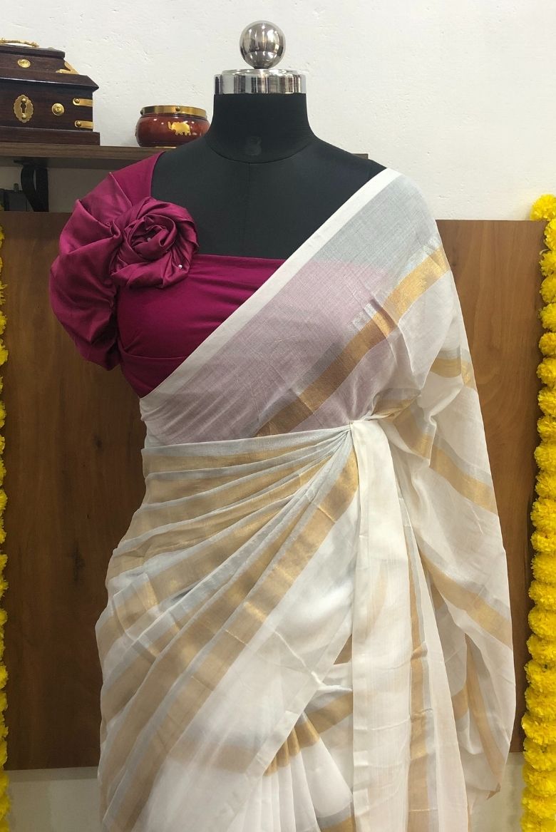 White 120 Pure Mulcotton Saree - Image 4